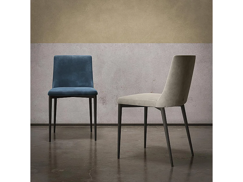 Ensemble de 2 chaises antéa structure gris anthracite tissu en velours de soie