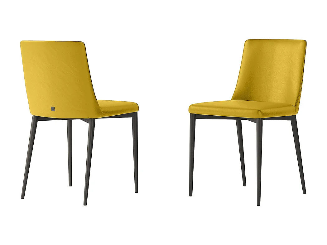 Set van 2 stoelen met antracietgrijze structuur in geel leer