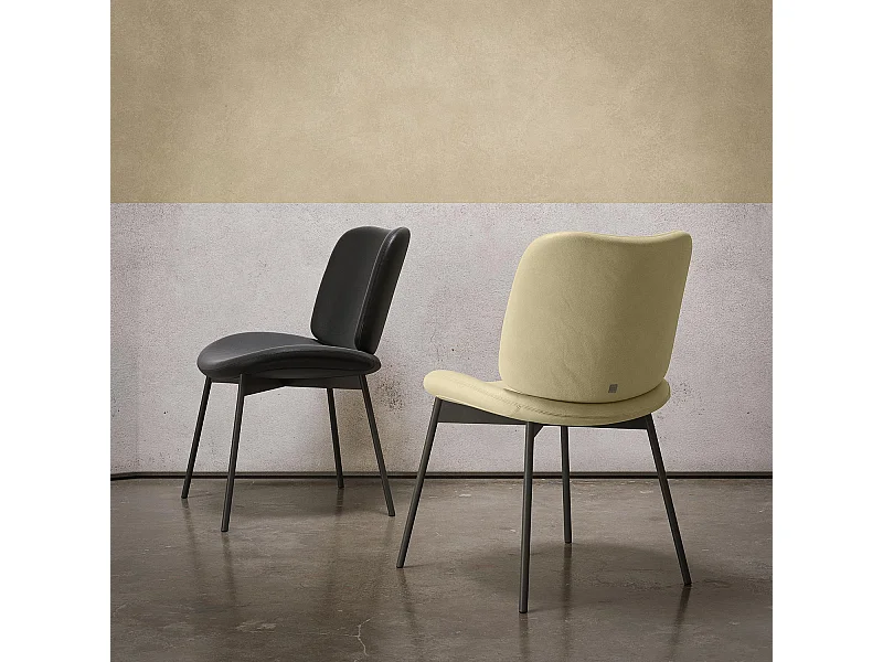 Set van 2 makostoelen - antracietgrijs frame, beige leer