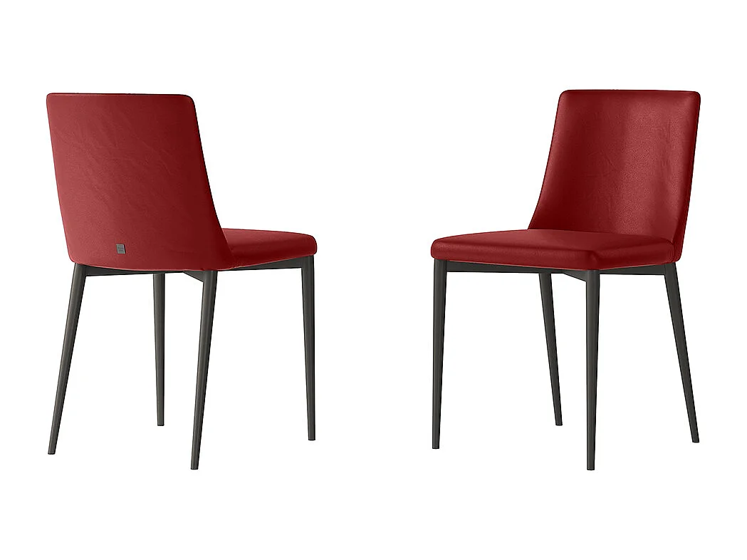 Set van 2 stoelen met antracietgrijze structuur bordeauxrood leer