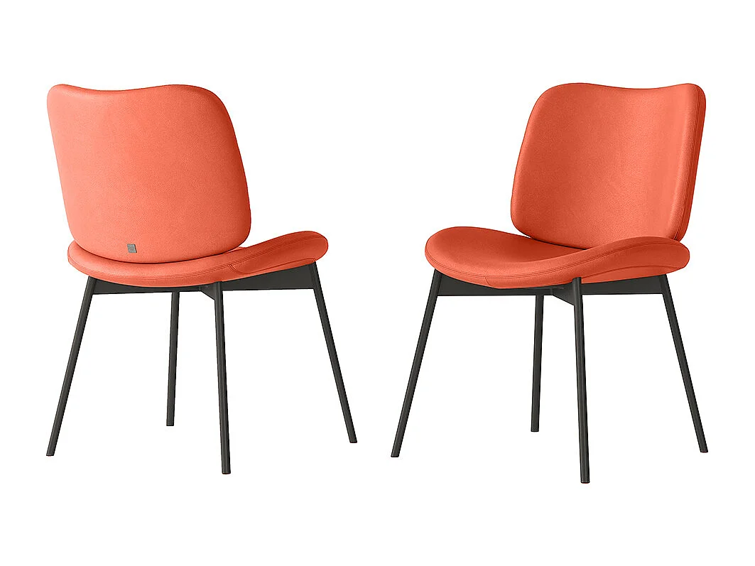 Ensemble de 2 chaises en mako - cadre gris charbon, imitation cuir orange