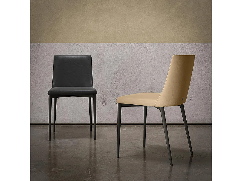 Ensemble de 2 chaises antéa structure gris charbon crème éco-cuir