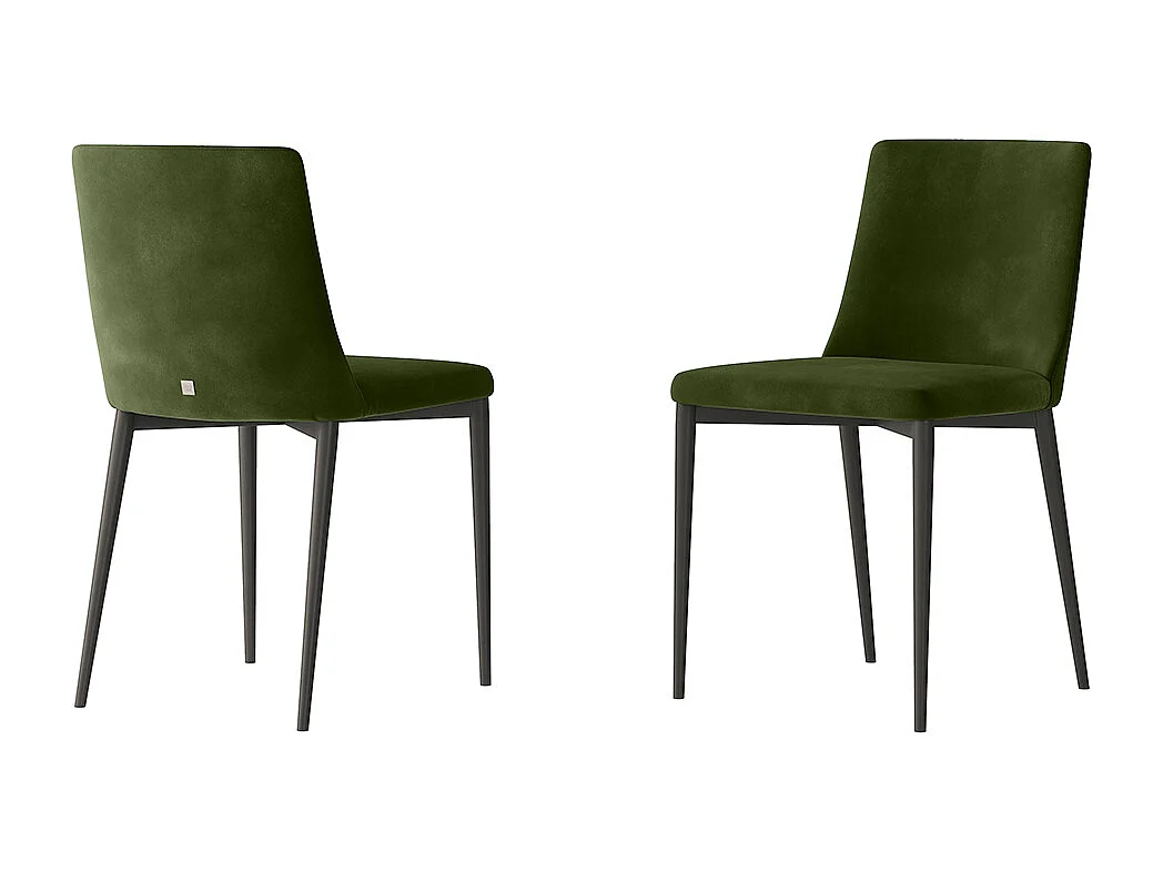 Ensemble de 2 chaises antéa en tissu gris charbon en velours vert scarabée