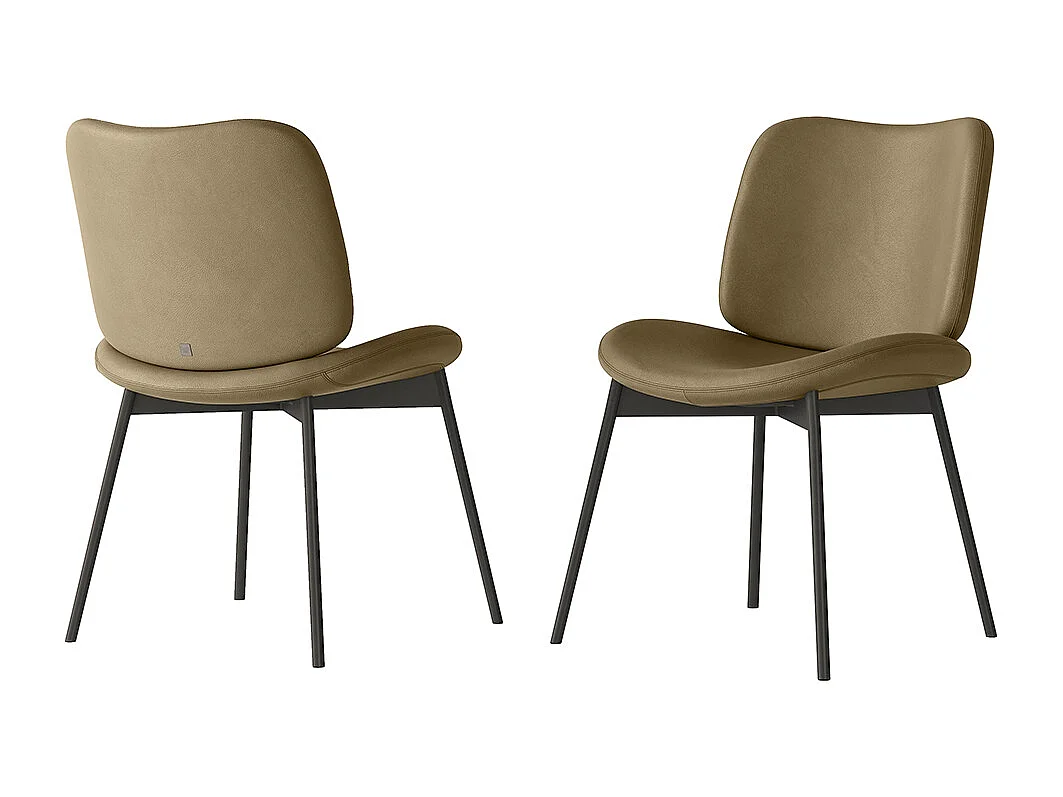 Ensemble de 2 chaises en mako - structure gris charbon, faux cuir taupe