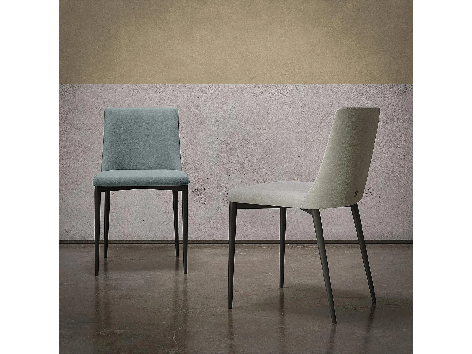 Ensemble de 2 chaises antana gris charbon tissu gris mouette structure gris mouette