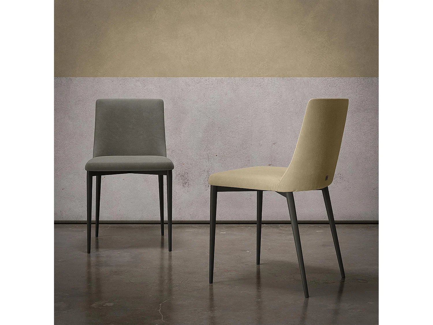 Ensemble de 2 chaises antéa gris charbon structure teinte gris clair tissu