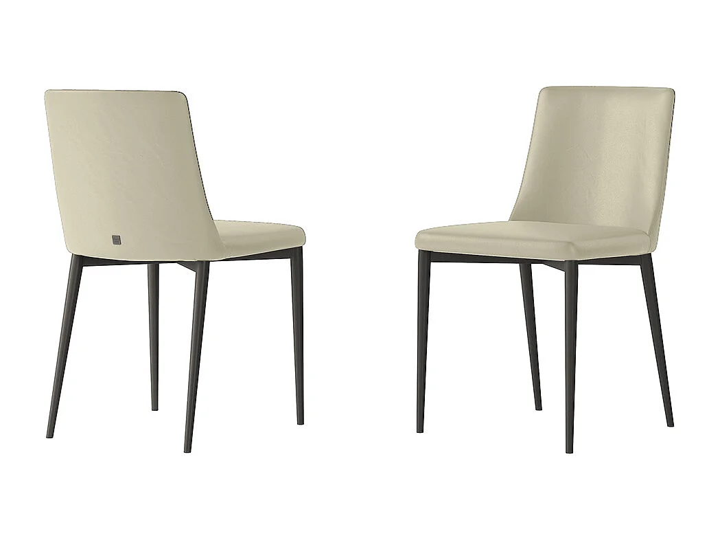 Ensemble de 2 chaises antéa structure gris charbon beige éco-cuir