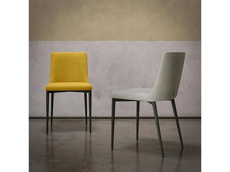 Ensemble de 2 chaises antéa tissu gris charbon teinte ocre jaune structure