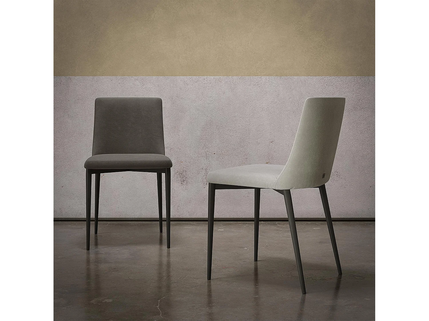 Ensemble de 2 chaises structure anta gris charbon tissu gris chaud