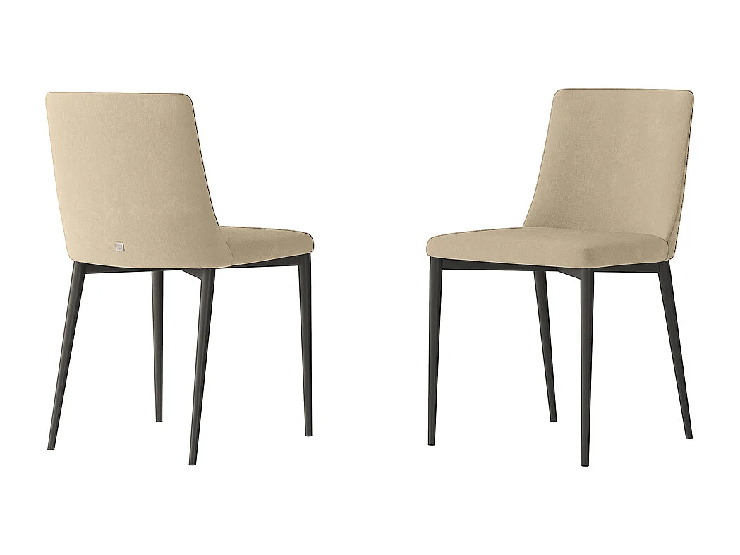 Ensemble de deux chaises antéa tissu gris charbon teinte beige structure