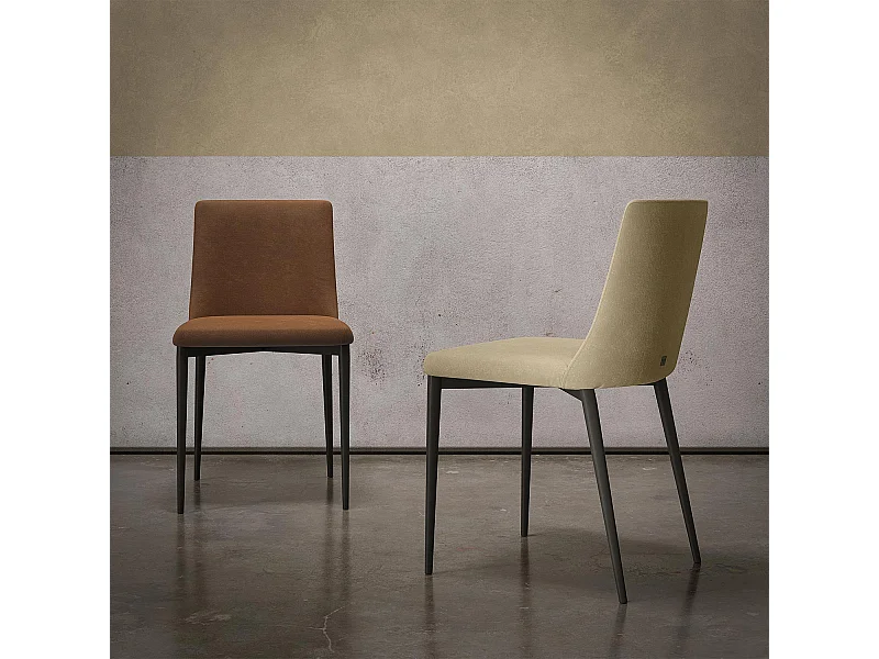 Ensemble de deux chaises antéa tissu gris charbon teinte beige structure