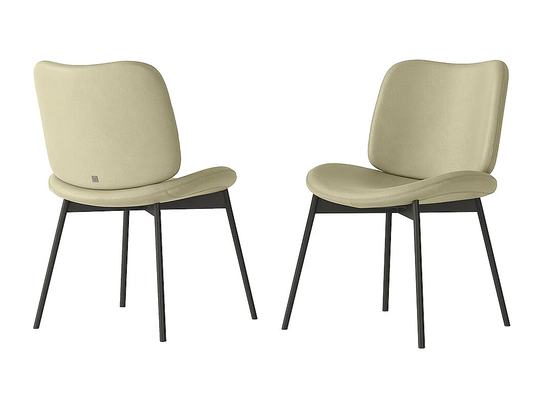 Ensemble de 2 chaises mako - cadre gris charbon, cuir crème