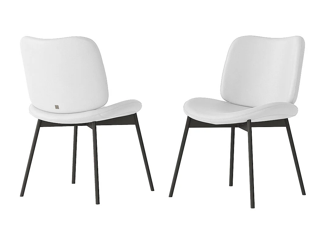 Ensemble de 2 chaises en mako - cadre gris charbon, cuir éco blanc