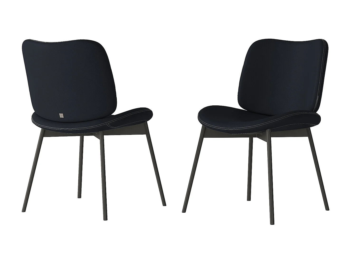 Set van 2 makostoelen - antracietgrijs frame, middernachtblauw nubuck kunstleer