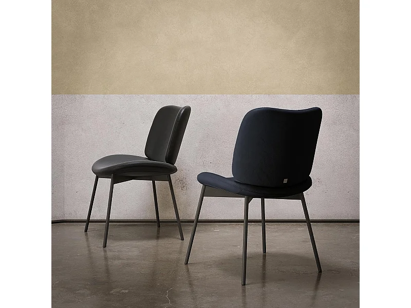 Set van 2 makostoelen - antracietgrijs frame, middernachtblauw nubuck kunstleer