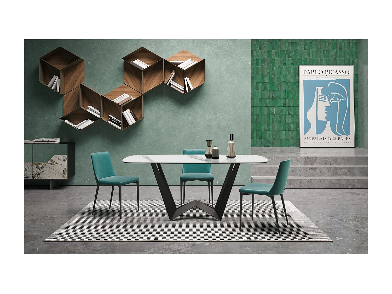 Mini-table inverse 2 baril fixe en céramique gris charbon de bois avec bord incliné en grès porcel. statuaires très élevées