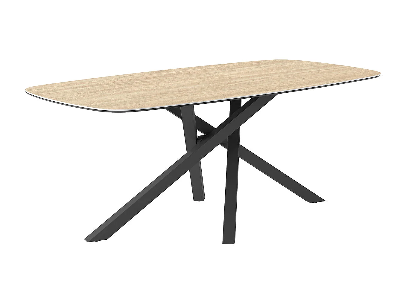 Table fixe en travertin tournant - gris charbon, canon à bord incliné, grès travertin beige