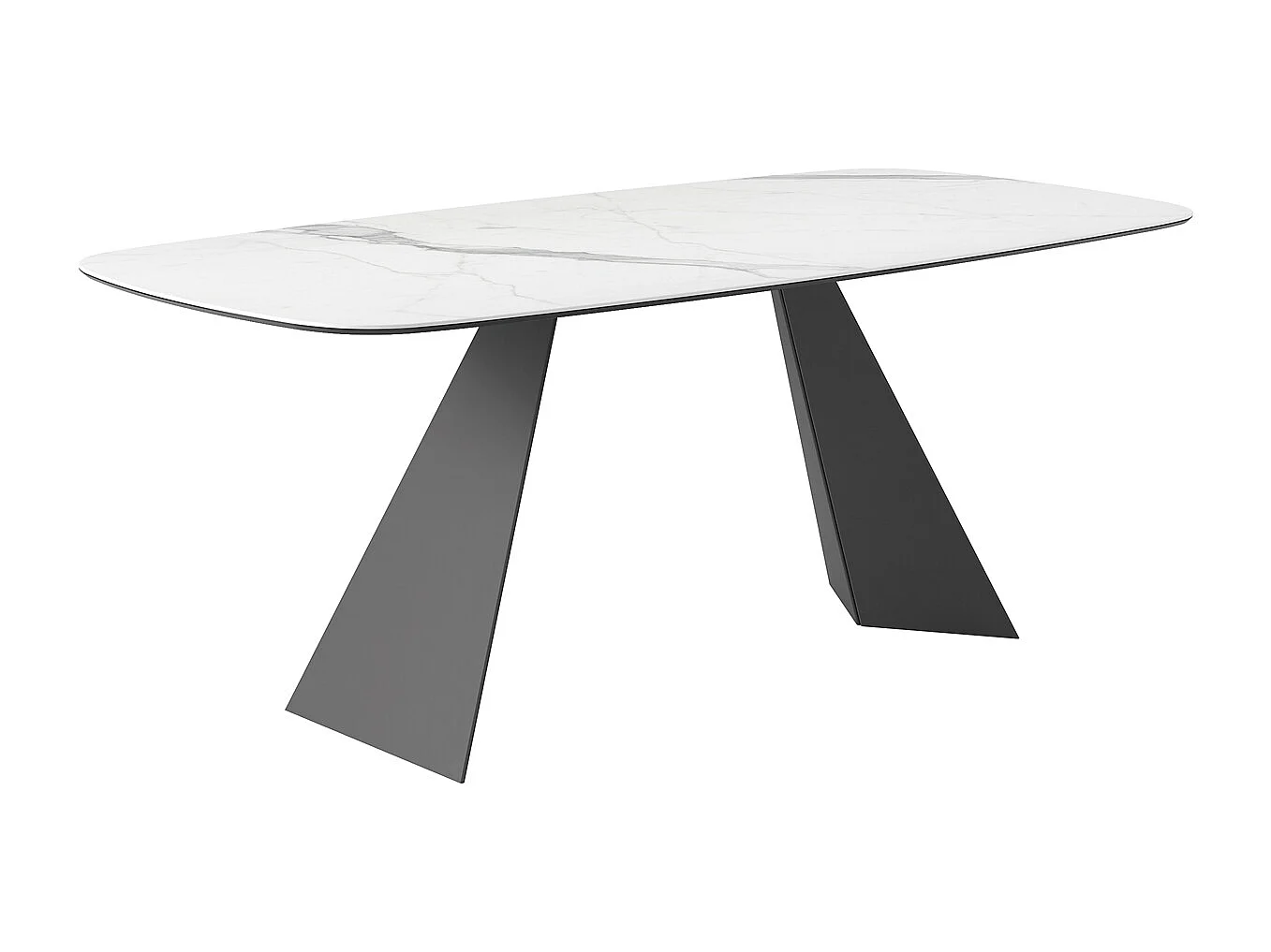 Table fixe prisma - gris charbon, canon à bord incliné, dessus en grès porcel. statuaires très élevées