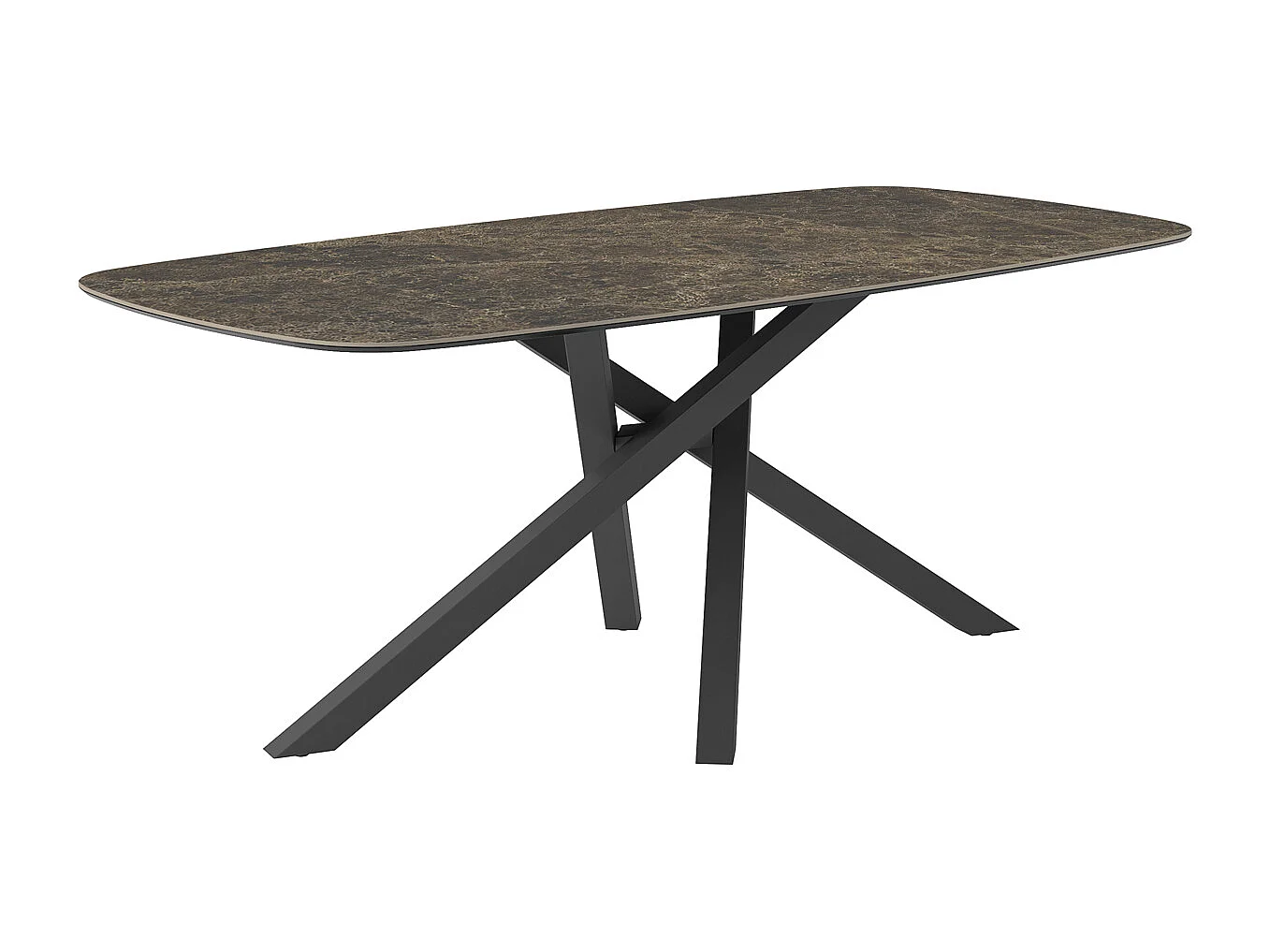 Table fixe tournante - gris antrain, canon à bord incliné, dessus en porcelaine emperador