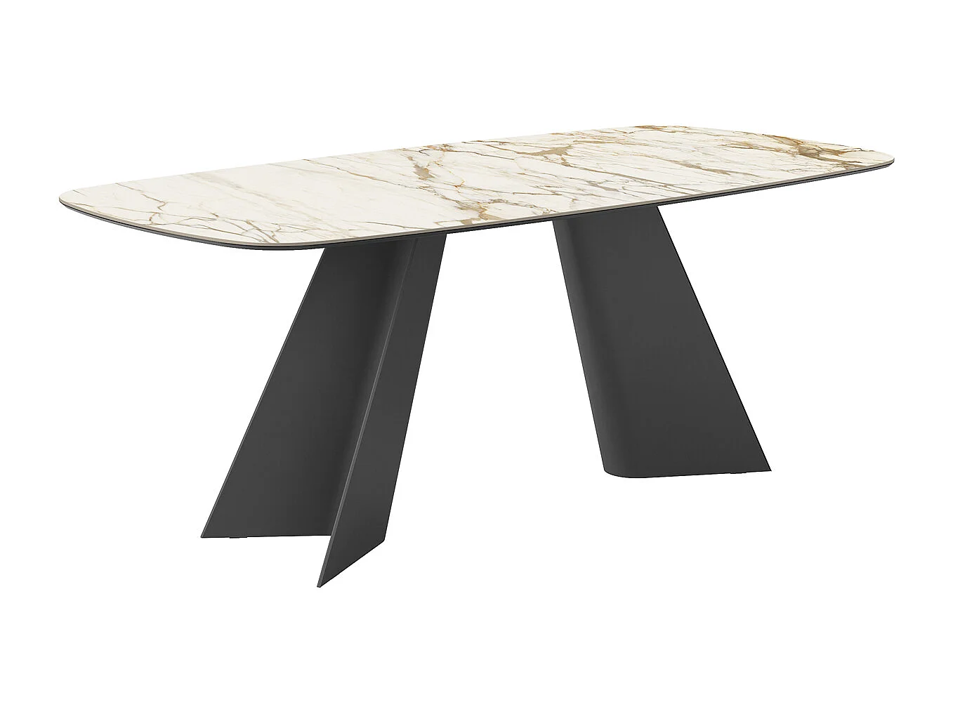 Table fixe jumelle - gris charbon, canon à bord incliné, plateau en porcelaine macchiavecchia mate