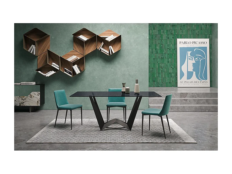 Mini-table inverse verre gris anthracite fixe en verre rectangulaire en verre fumé ordinaire