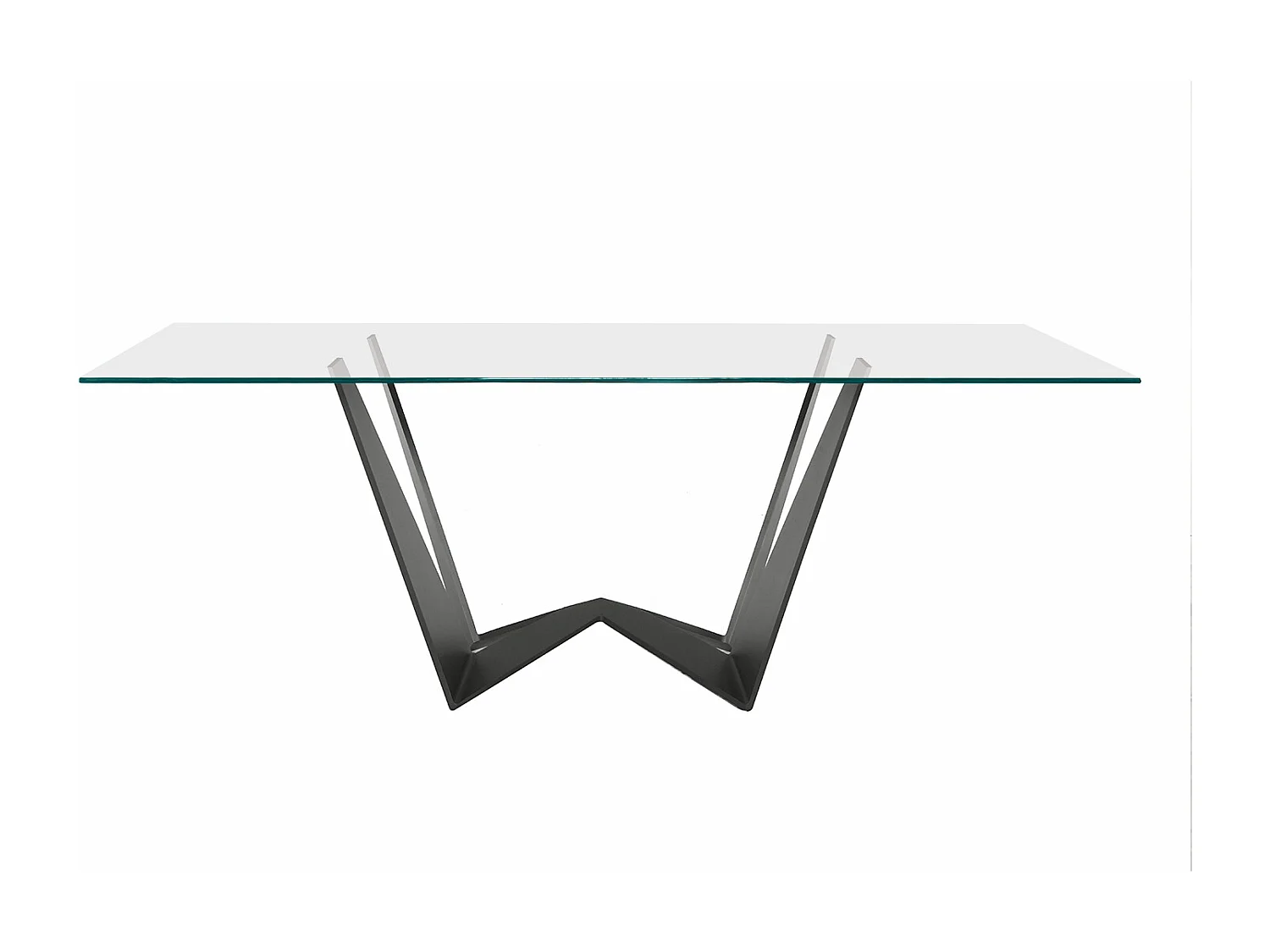 Achterste tafel, mini, vaste houtskoolgrijs glas rechthoekige rand van regulier helder glas