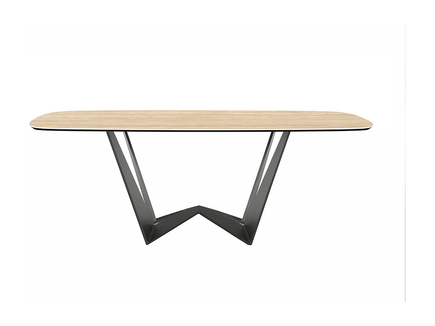 Mini table en travertin fixe inversée - gris ancrain, canon à bord incliné, grès travertin beige