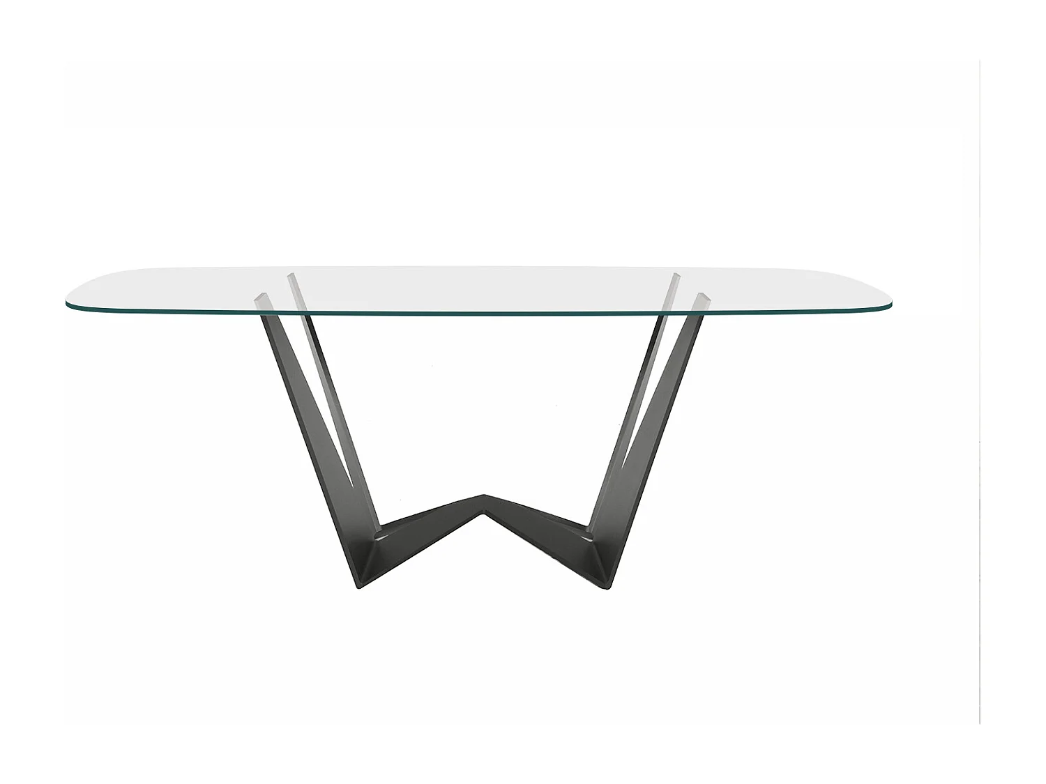 Revers de table mini 2 fixes barneau en verre gris charbon à bord régulier en verre transparent