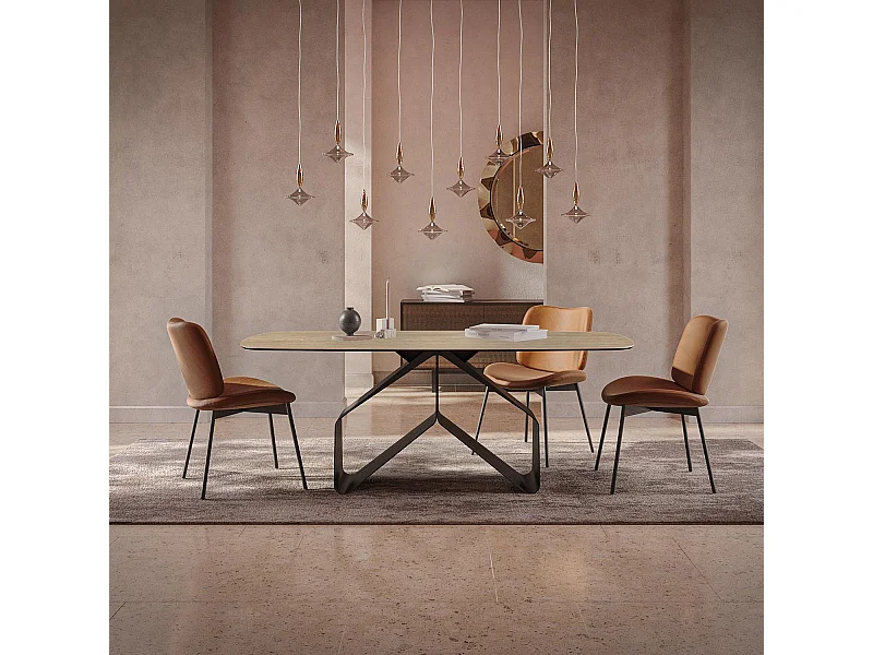 Travertin ruban de table fixe - gris charbon, bord incliné du canon, grès travertin en noyer