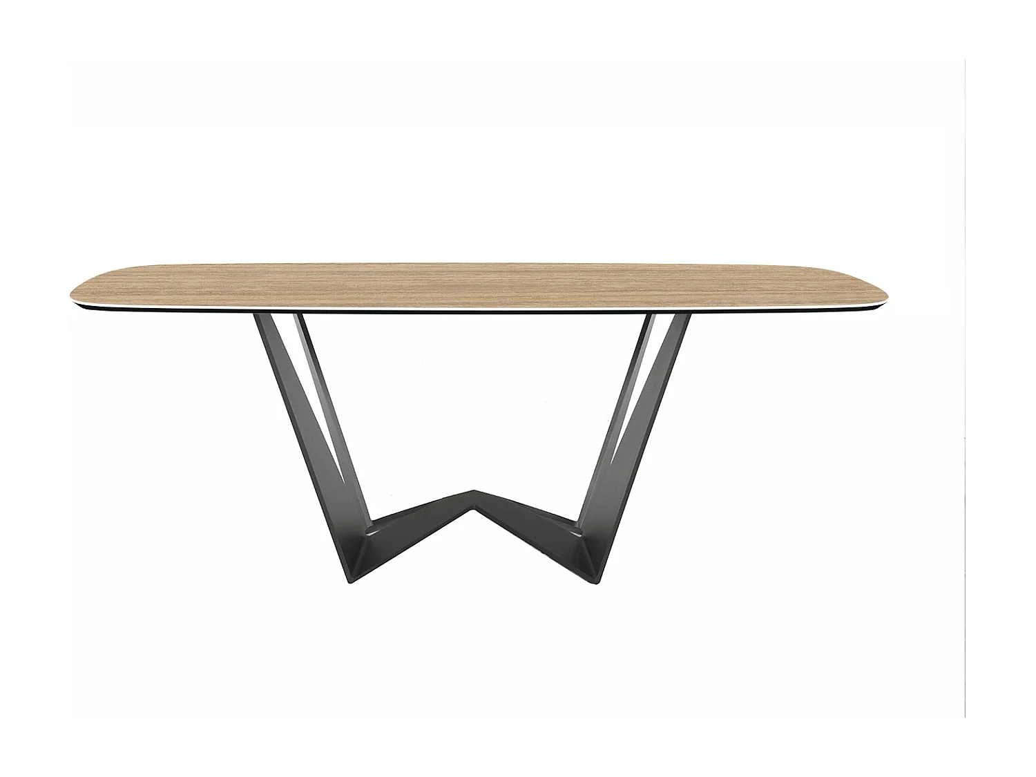 Table en travertin fixe mini à l’envers - gris charbon, bord incliné du canon, grès travertin en noyer