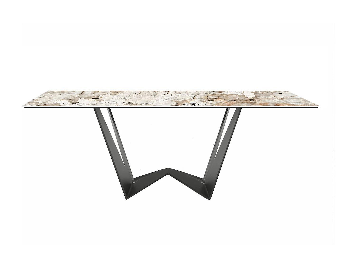 Table fixe mini inverse en porcelaine à bord incliné en céramique gris charbon