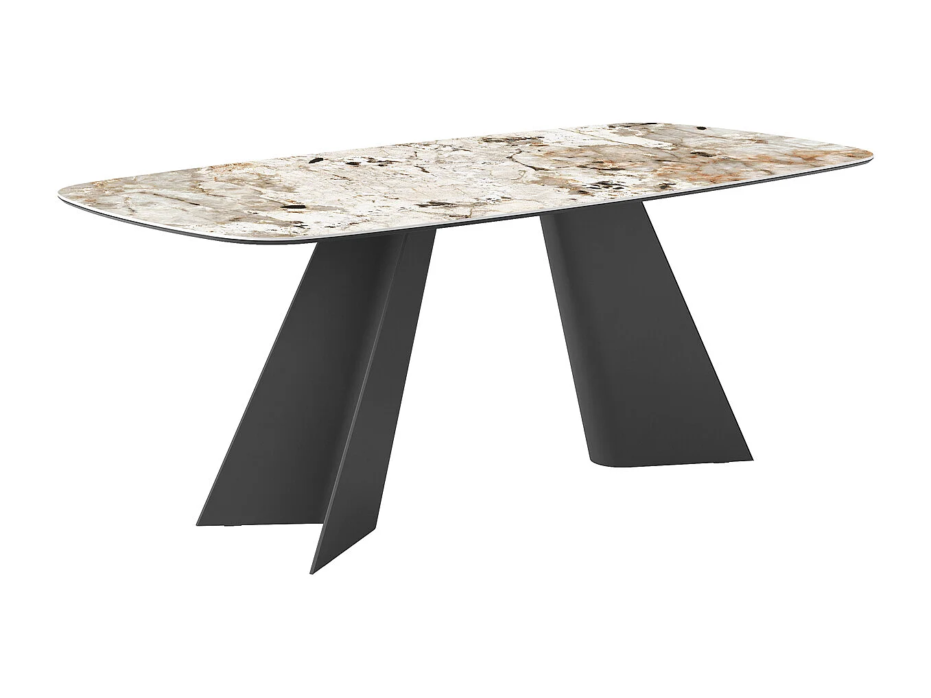 Table fixe jumelle - gris charbon, canon à bord incliné, porcelaine en toundra