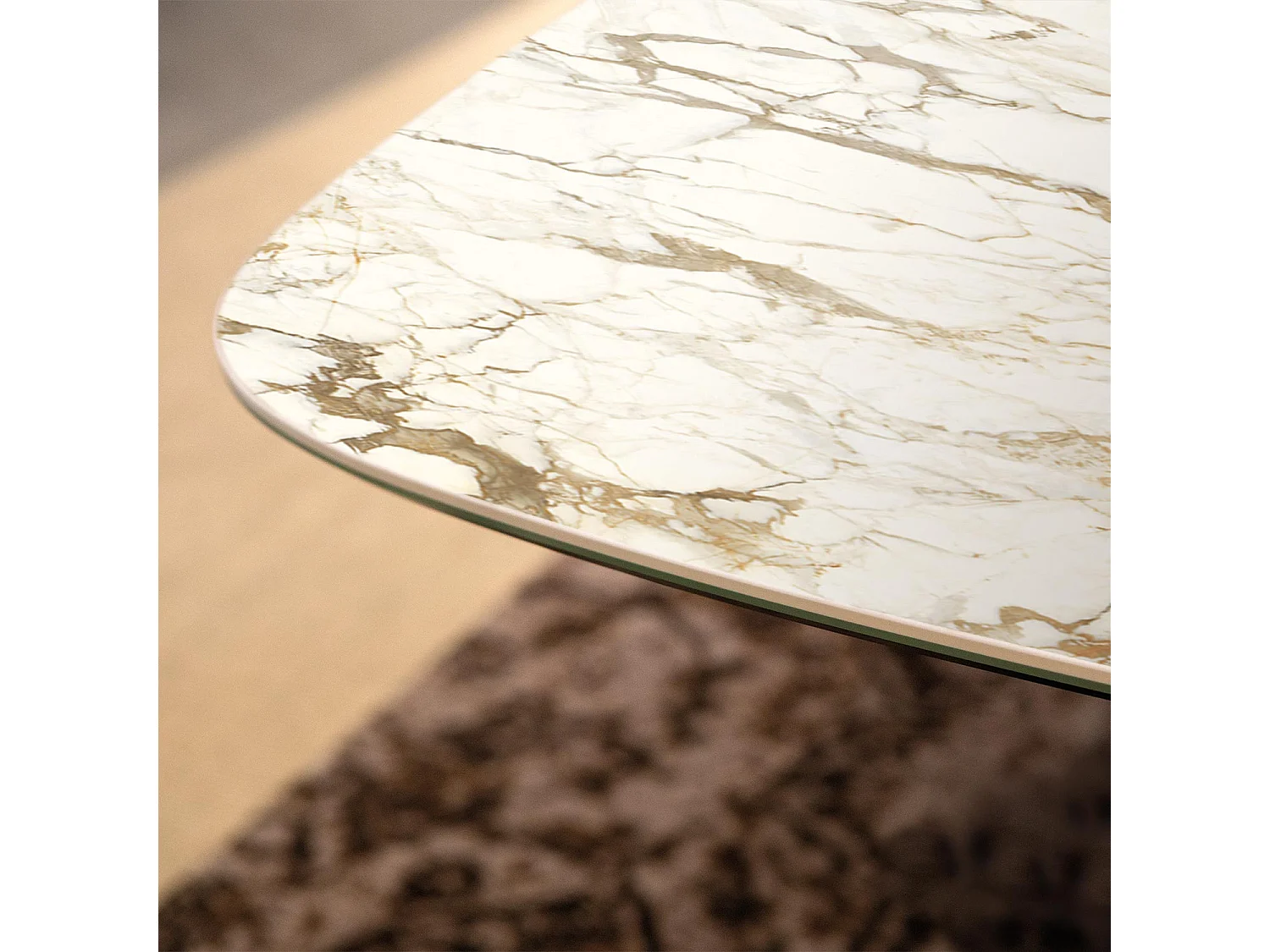 Table fixe prisma - gris charbon, canon à bord incliné, plateau en porcelaine macchiavecchia mate