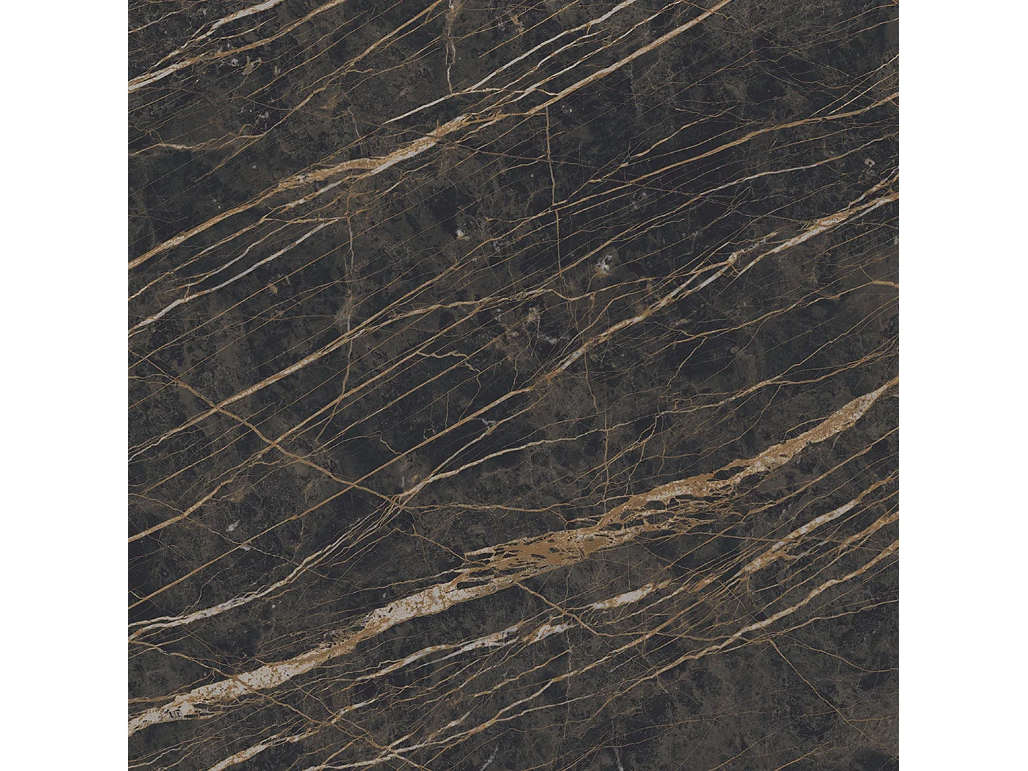 Table fixe à ruban - gris charbon, canon avec bord incliné, dessus en porcelaine portoro polie