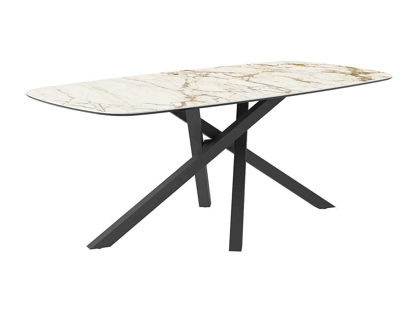 Table fixe tournante - gris charbon, canon à bord incliné, plateau en porcelaine macchiavecchia mate