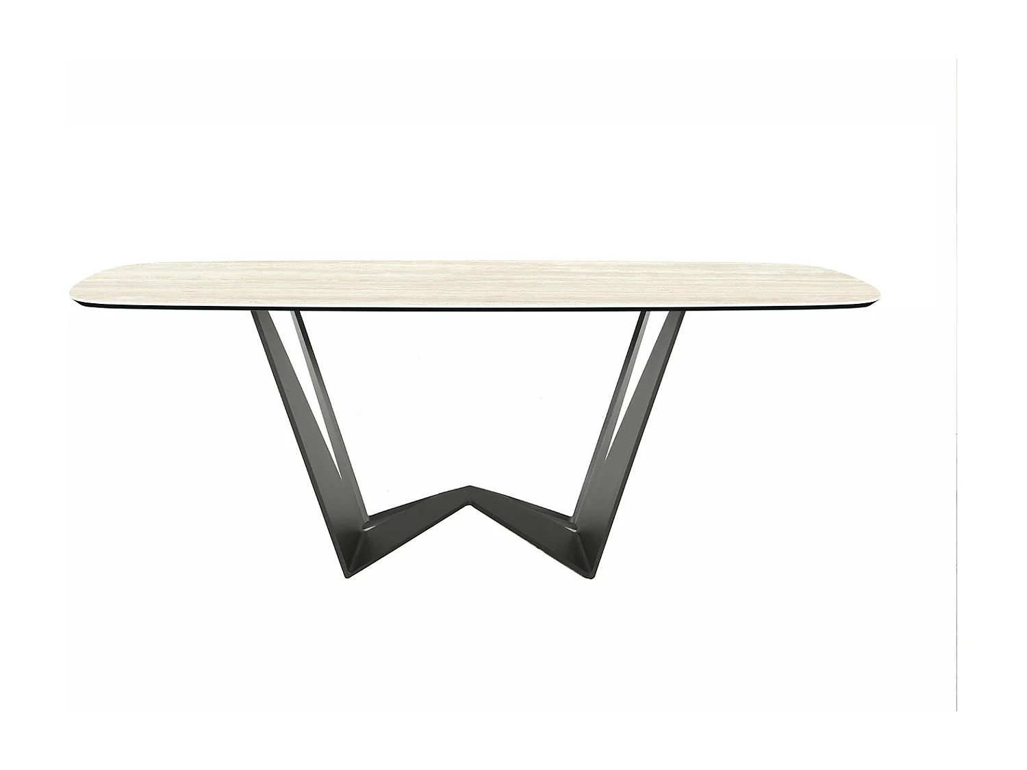 Table en travertin fixe mini à l’envers - gris charbon, canon à bord incliné, grès blanc en travertin