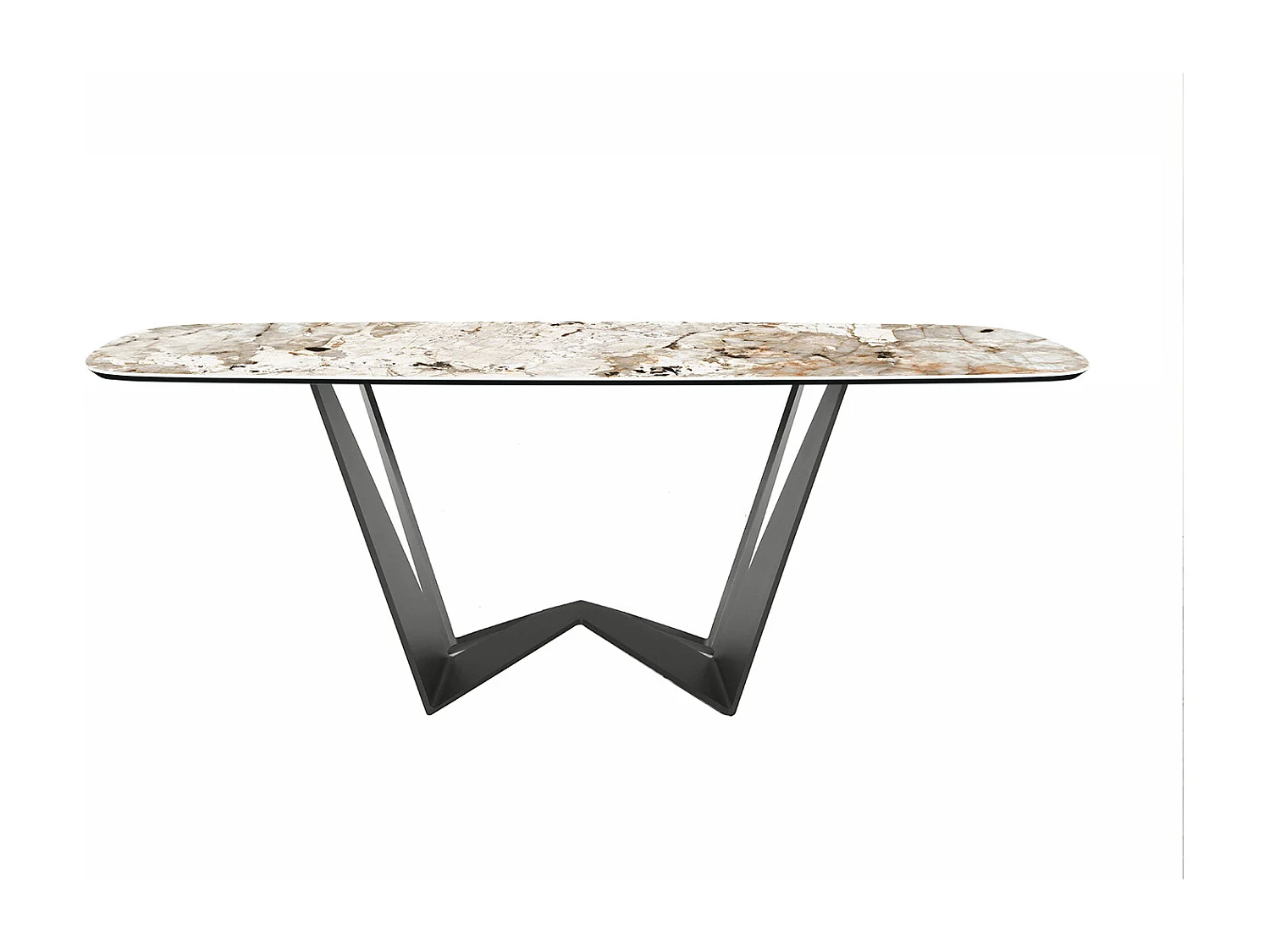 Mini-table inverse 2 baril fixe en céramique gris charbon fusain à bord incliné porcelaine en grès