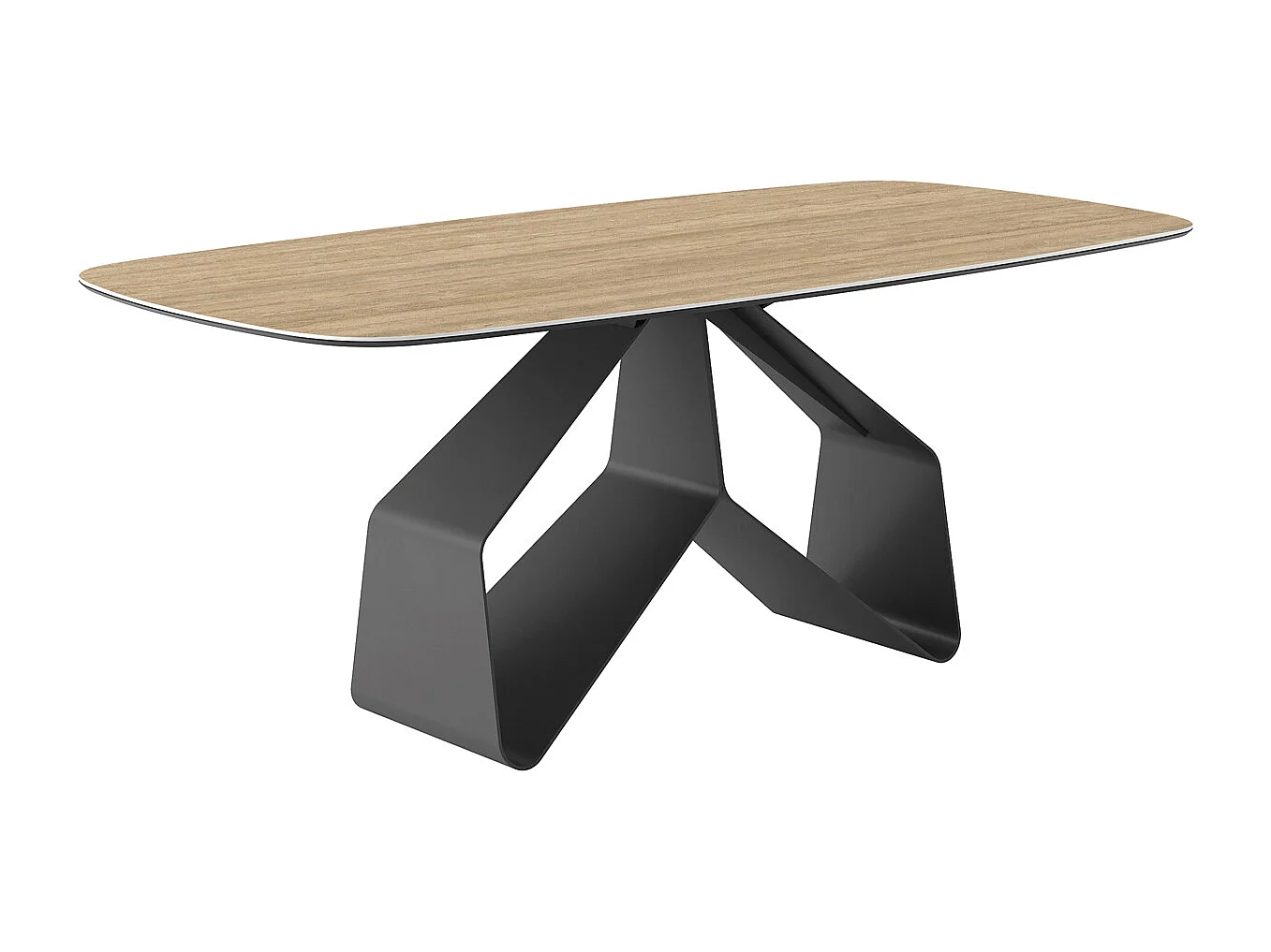 Travertin ruban de table fixe - gris charbon, bord incliné du canon, grès travertin en noyer