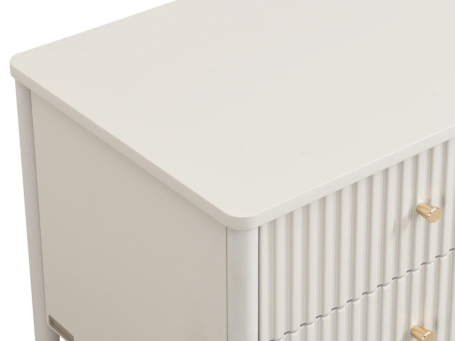 Lot de 2 chevet - 2 tiroirs - MDF - Beige et doré - CALITARO