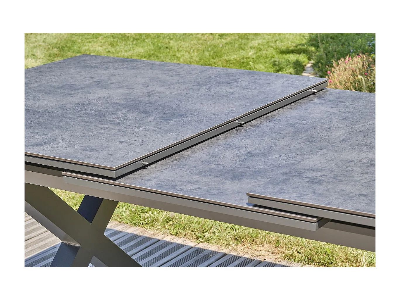 Table de Jardin Extensible en Céramique "Floride" 180-240cm Gris Anthracite