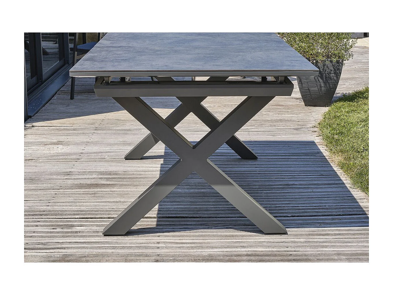 Table de Jardin Extensible en Céramique "Floride" 180-240cm Gris Anthracite