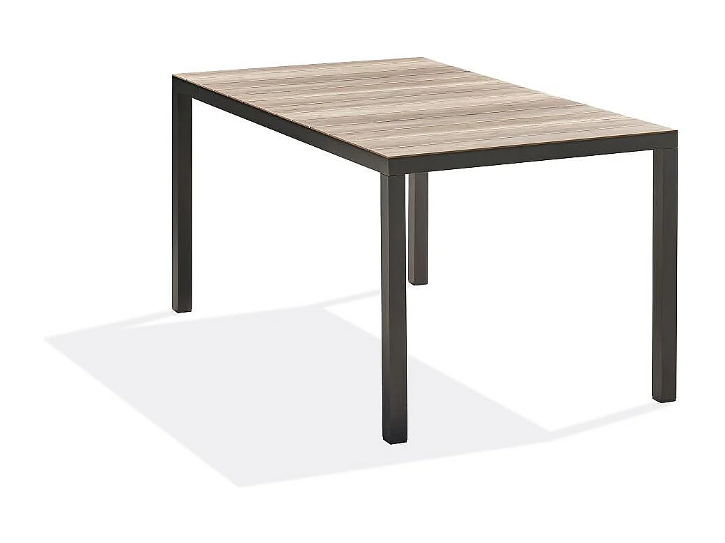 Table de Jardin Imitation Bois "Boston" 150cm Gris Anthracite