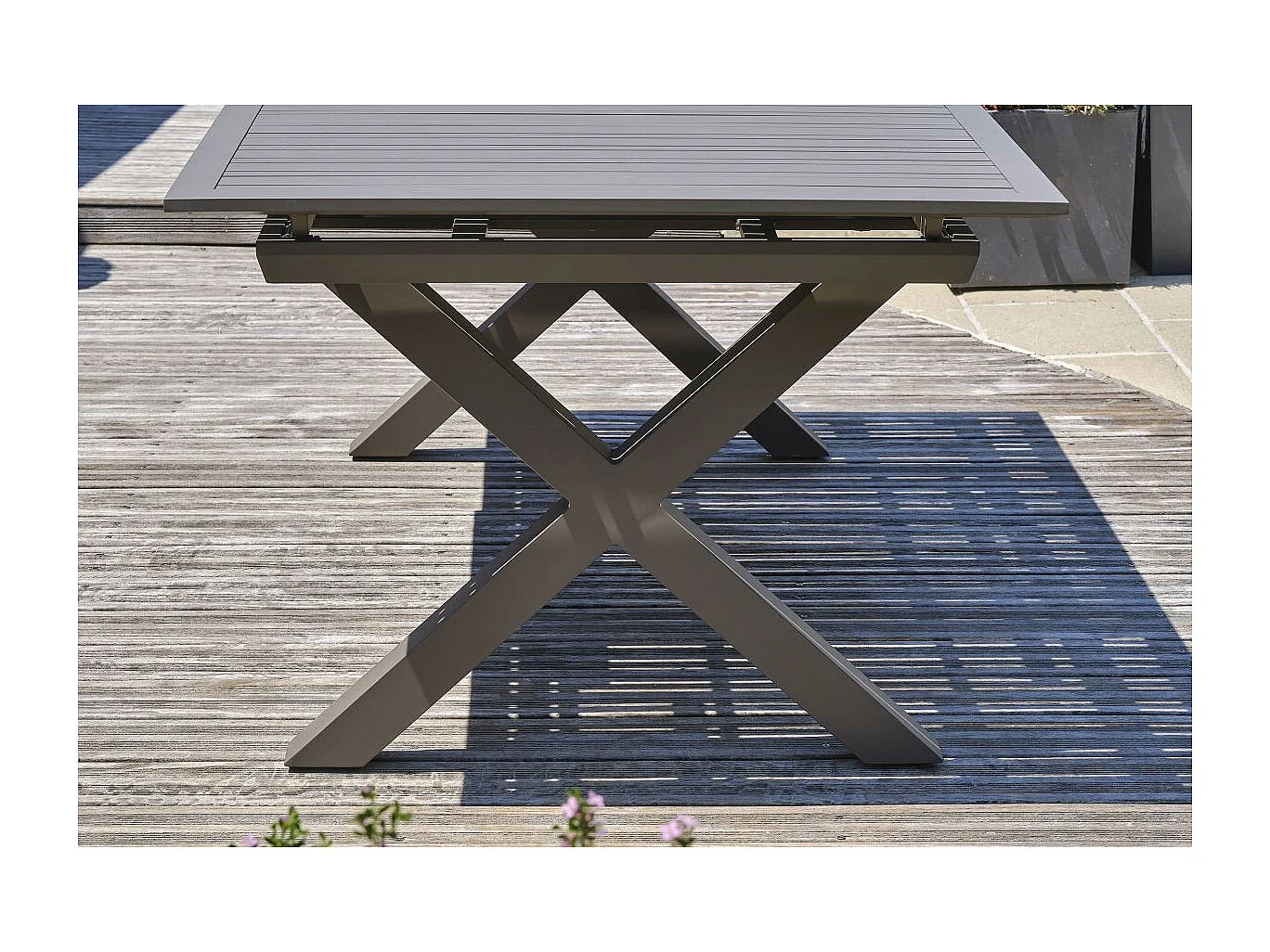 Mesa de jardín de aluminio de cuarzo
