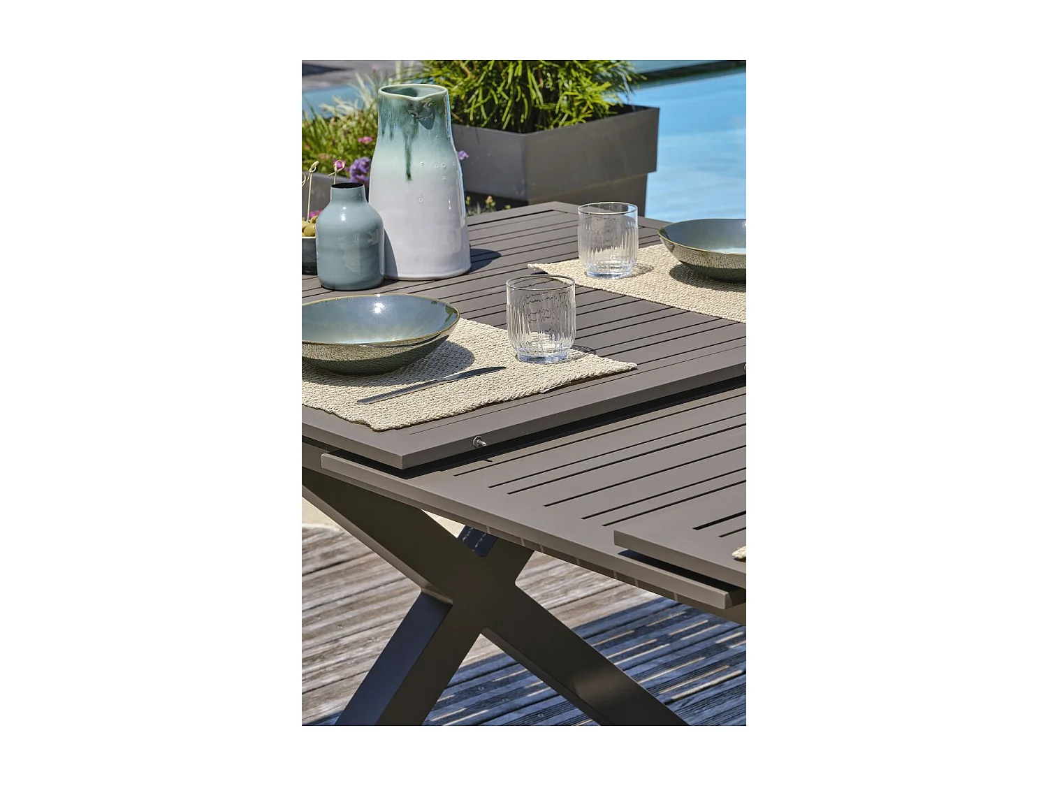 Mesa de jardín de aluminio de cuarzo