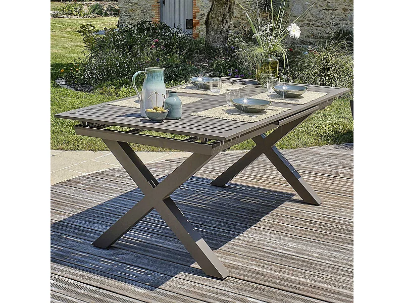 Table de jardin en aluminium quartz