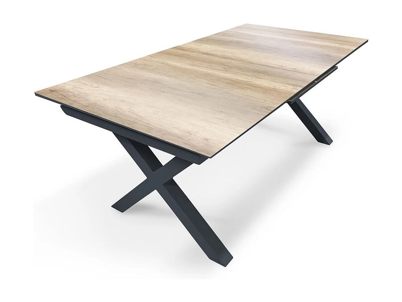 Table de Jardin Extensible Imitation Bois "Floride" 180-240cm Gris Anthracite