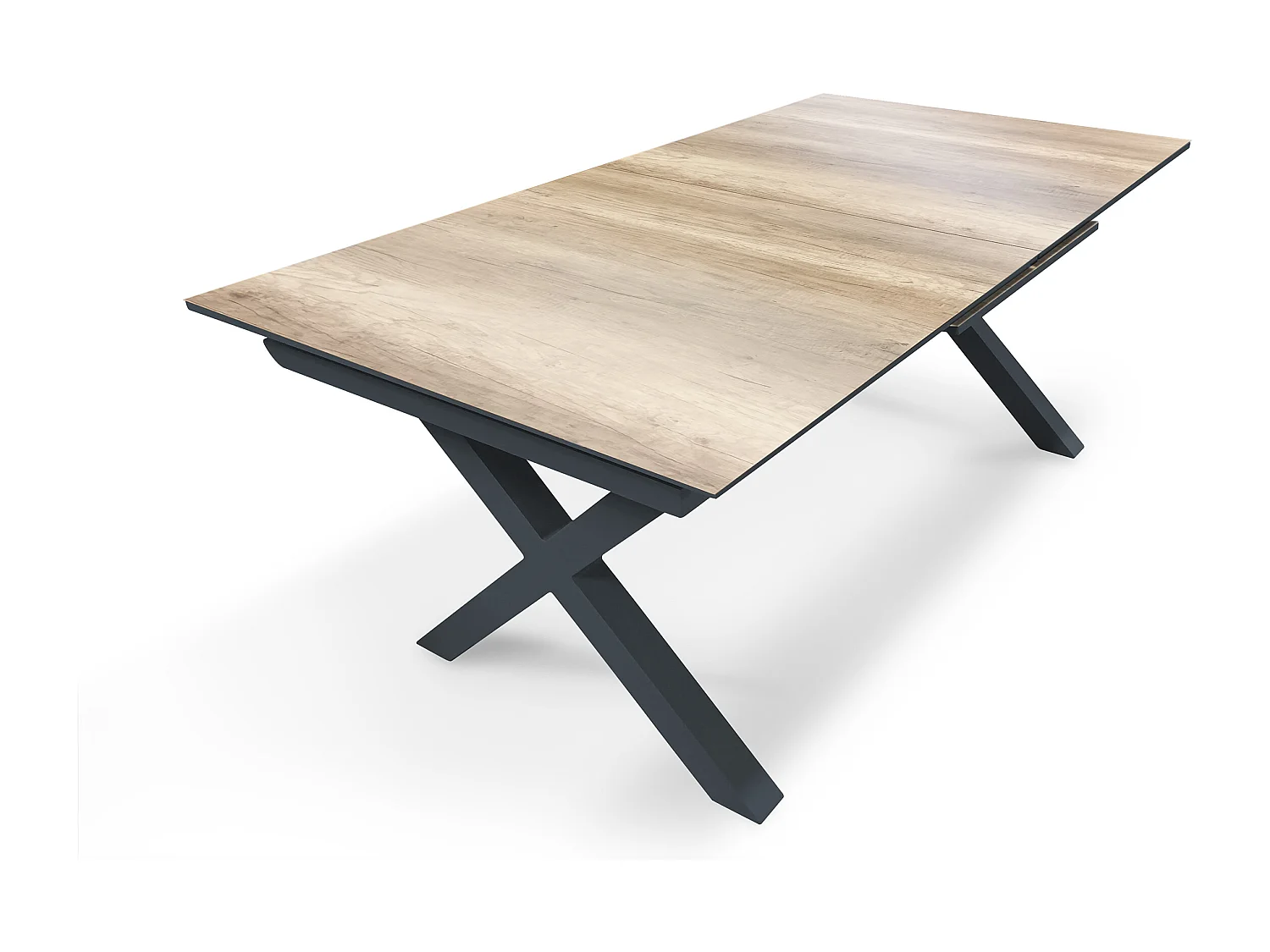 Gartentisch mit HPL-Platte aus Holzimitat, Aluminium