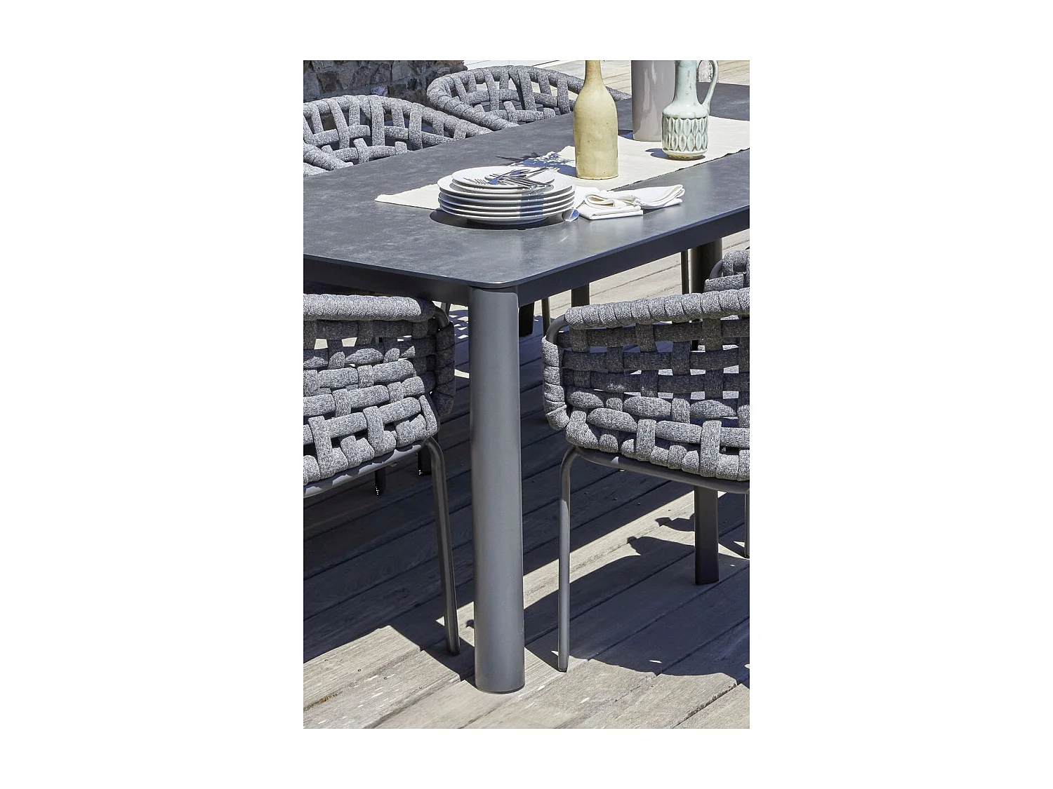 Table de Jardin en Céramique "Camargue" 220cm Gris Anthracite