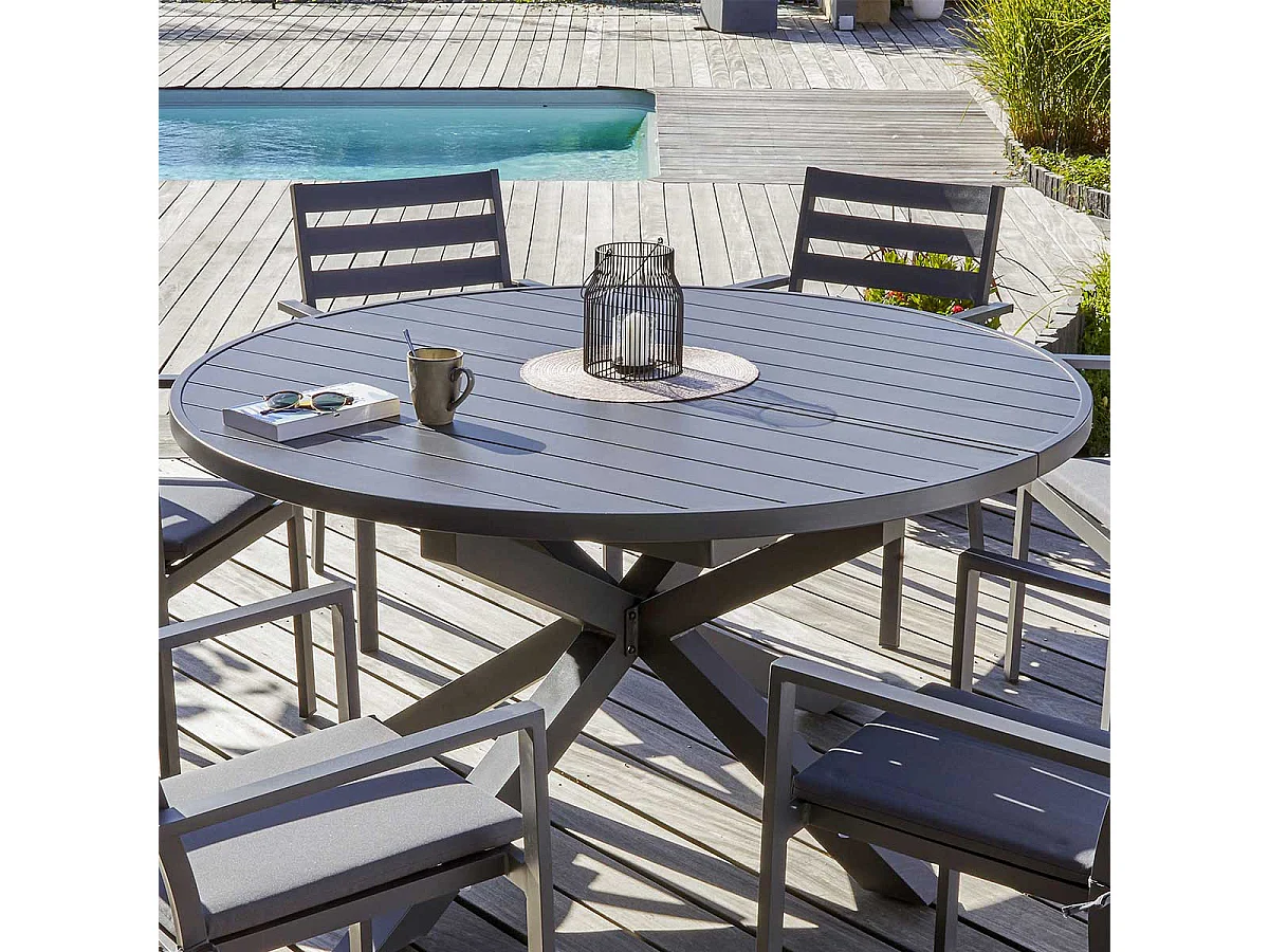 Table de jardin Extensible "Pelosa" 145-199cm Gris Anthracite