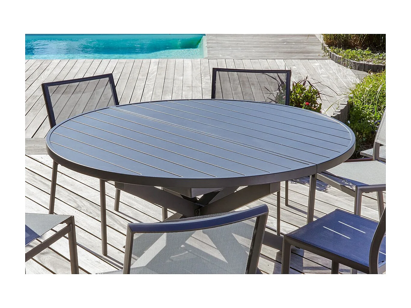 Table de jardin Extensible "Pelosa" 145-199cm Gris Anthracite
